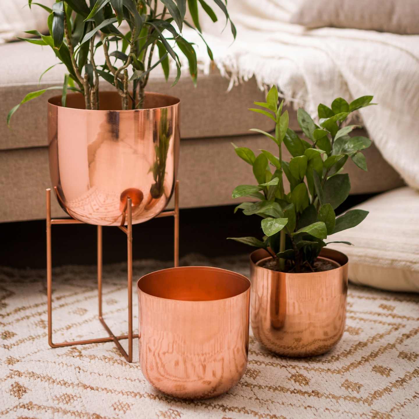 rose gold pot plant Rose Gold Metal Planter without Stand