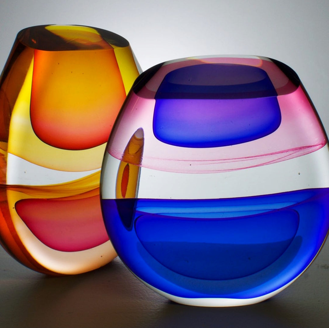 Infusion Orb in Apricot and Amber, Infusion Orb in Rose and Blue