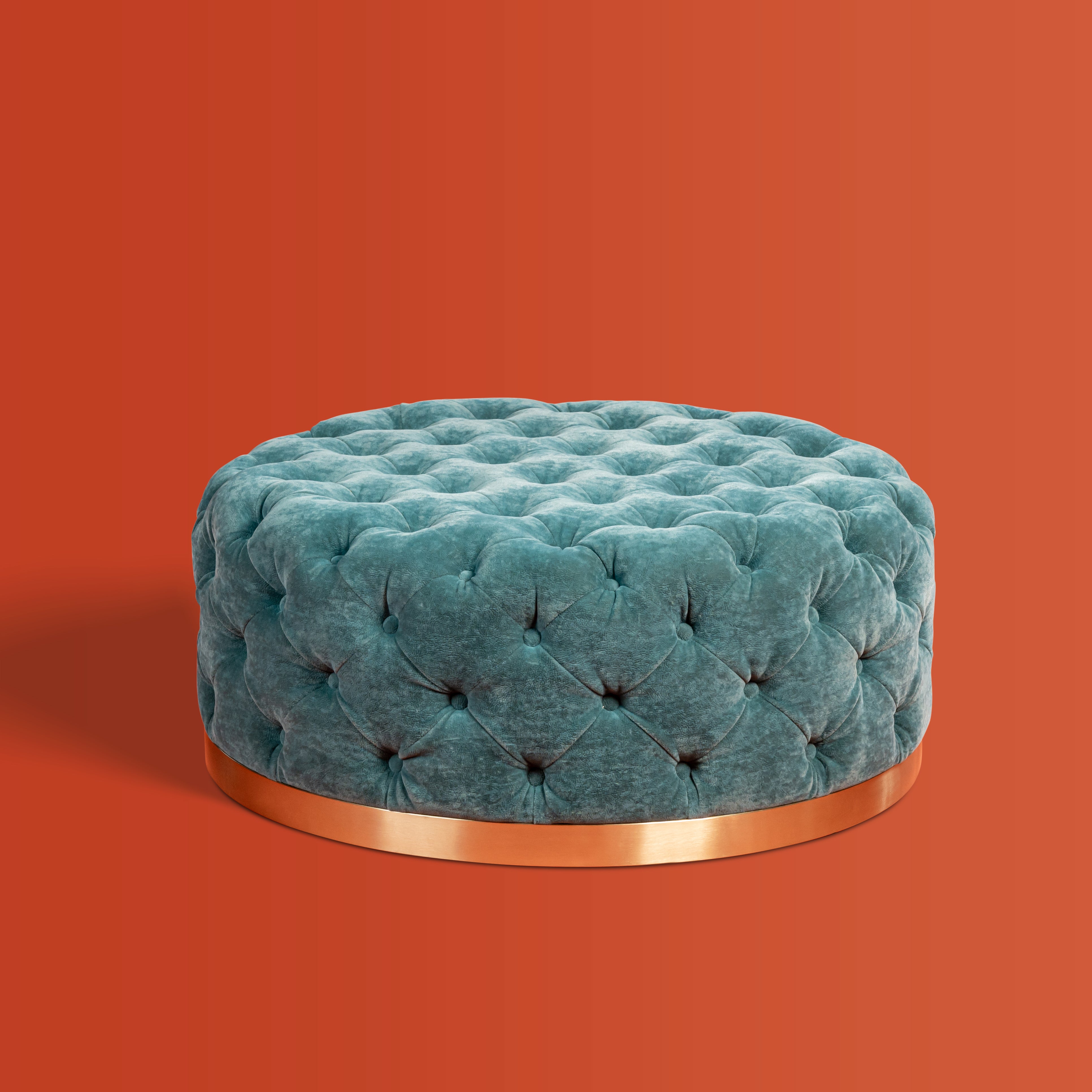 Regal Azure Chesterfield Upholstered Pouffe